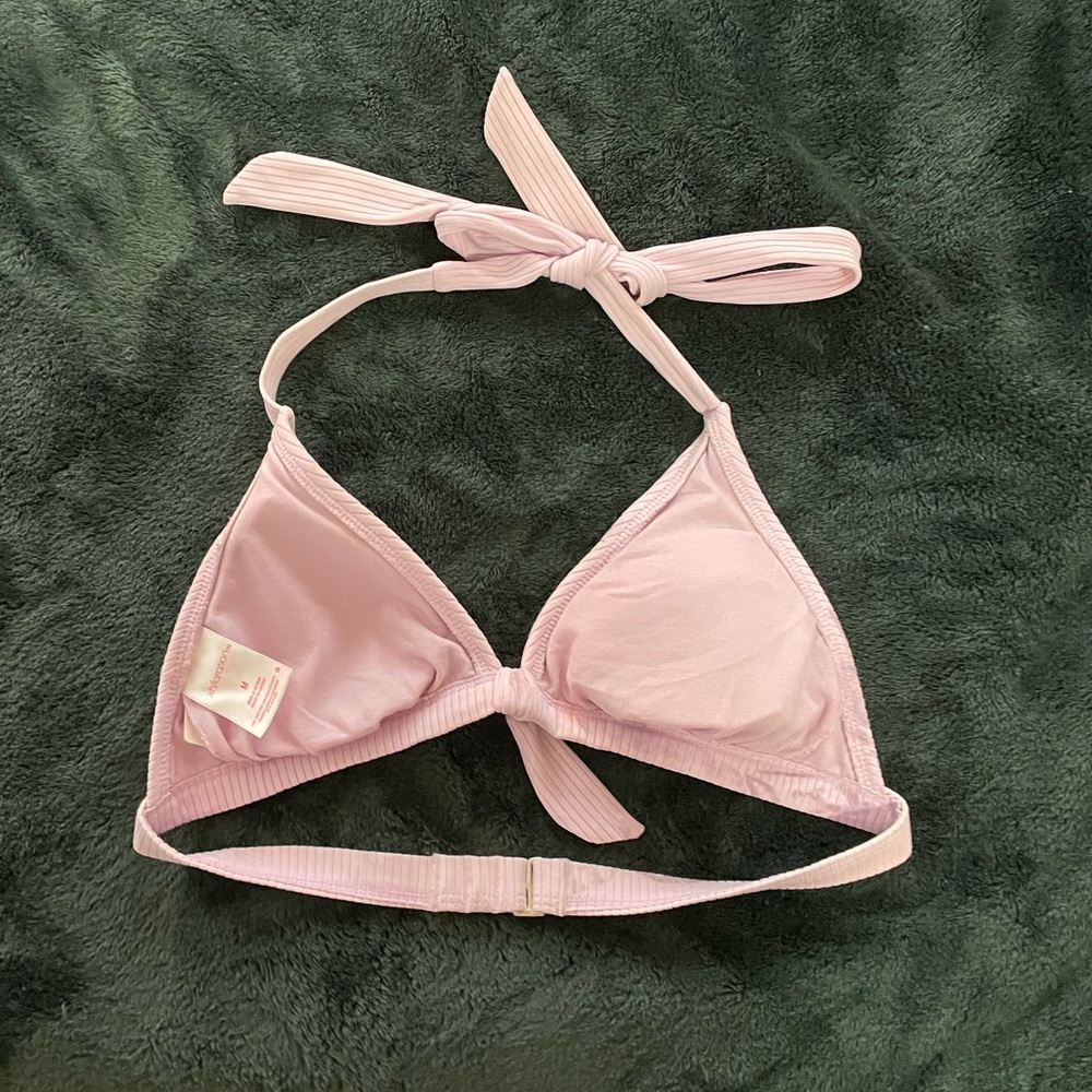 Target Pink Ribbed Triangle Bikini Top - Picture 2 of 5